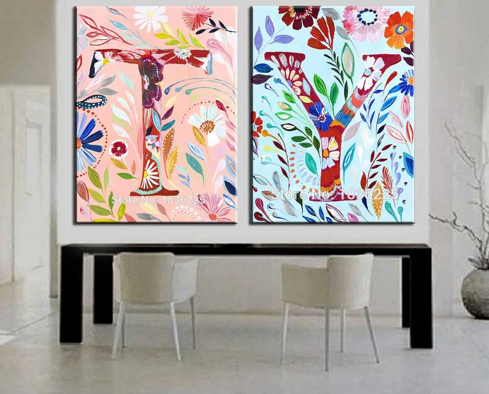 new hand painted modern abstract english alphabet oil painting