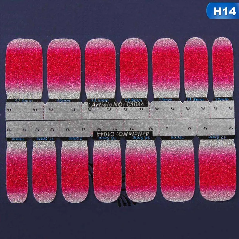 Блестящая пудра, градиентная цветная наклейка s, обертывания для ногтей, полное покрытие, лак для ногтей, наклейка, сделай сам, самоклеющиеся, для украшения ногтей, 28 цветов - Цвет: H14