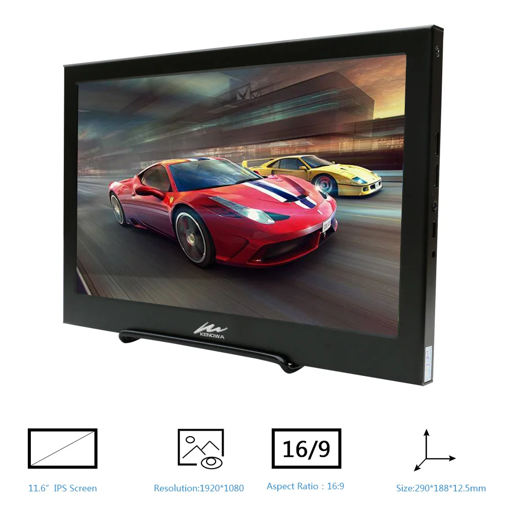 

11.6 inch IPS Portable LCD Monitor 1920X1080 Gaming Display As Second Screen for Raspberry Pi PS4 Drone CCTV with USB 5V Power