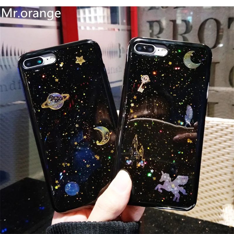 New Star Black Glitter Phone Case Cover for iPhone 7 7Plus Glitter Case