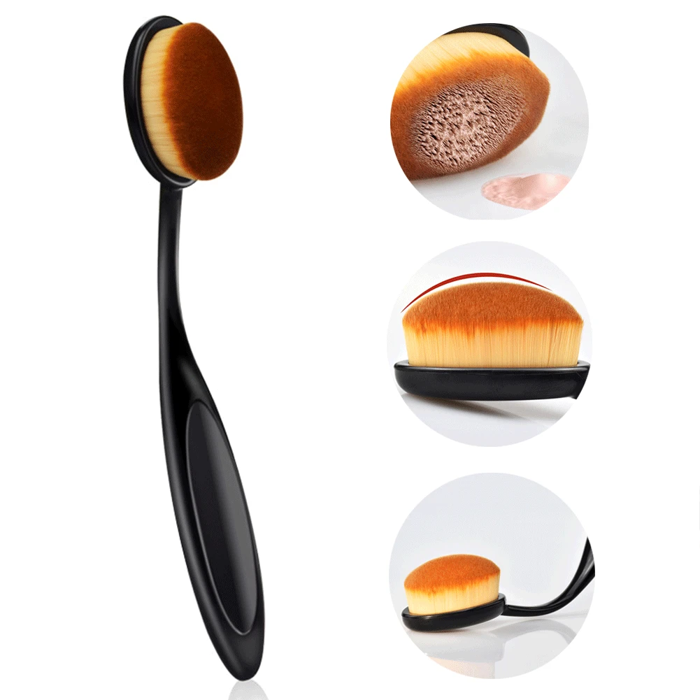 

Hot 1Pc black Soft Makeup Brush Toothbrush Makeup Brushes Oval Foundation Brushes Professional Make Up Tools