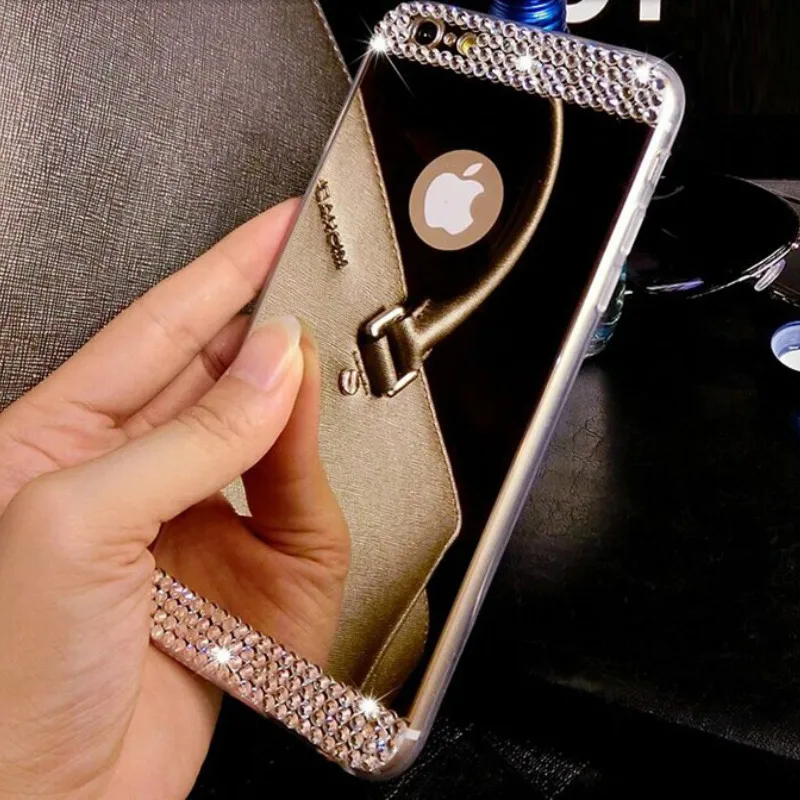 Зеркальный 3D чехол со стразами для Xiaomi Redmi 5 Plus 5X 5A 6A 6 4X S2 Note 7 Pro Mi 9 8 Lite SE A1 A2 Pocophone F1