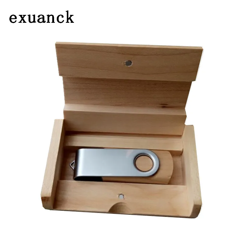 Exuanck Usb 3,0 деревянная палочка+ металл поворотный зажим costom логотип 4-64 ГБ флеш-накопитель для свадебной фотографии(более 10 шт. свободный логотип