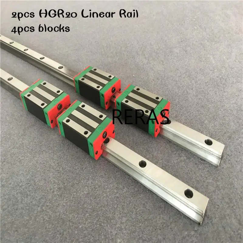 HGR15-800mm 2x Linear Guideway Rail 4x HGH15 Square type carriage bearing block