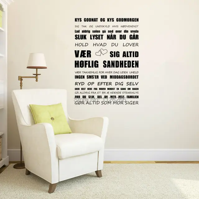 large danish house rules quote wall stickers vinyl wall decal home