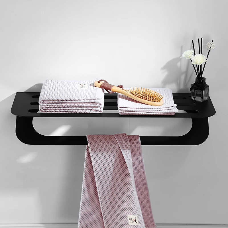 Comprar Kit de accesorios para baño de estilo nórdico, estante para toallas de papel negro, estante para baño negro, estante de papel para esquinas MJ8100