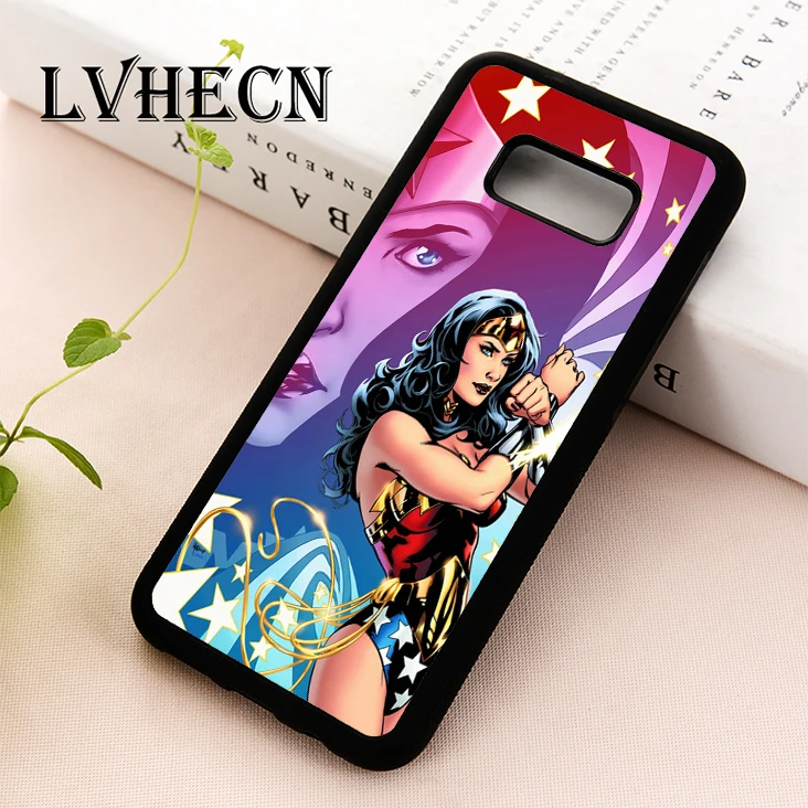 

LvheCn TPU phone case cover for Samsung Galaxy S5 S6 S7 S8 S9 S10 EDGE PLUS S10e lite Note 5 8 9 DC Comic Wonder Women Superhero