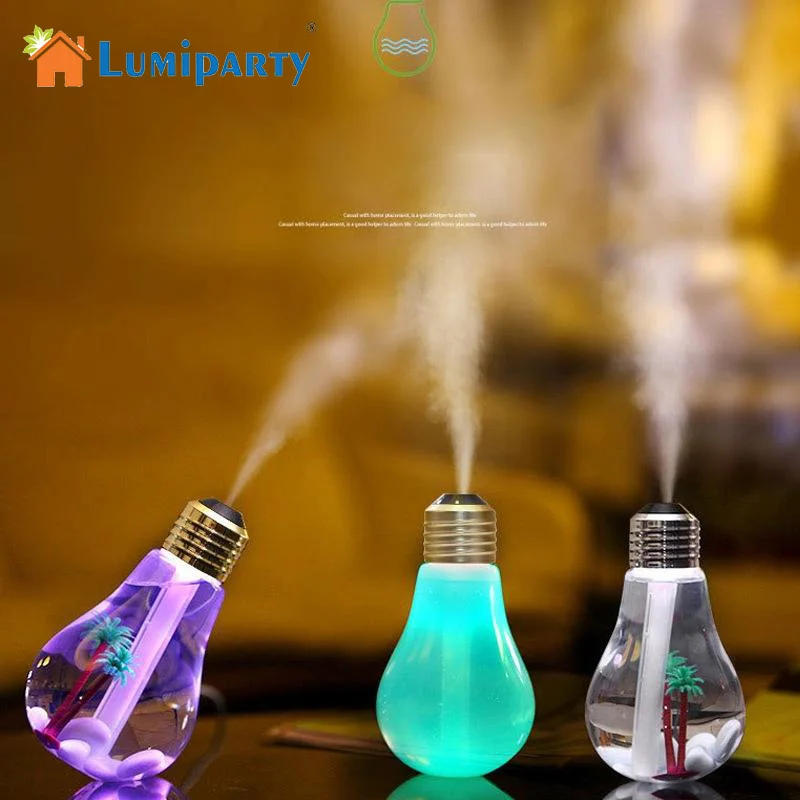 

Lumiparty 400ML Mini USB Air Humidifier Portable Desktop LED Bulb Humidifier Quiet Operation Mistorizer with 7 Color Changing