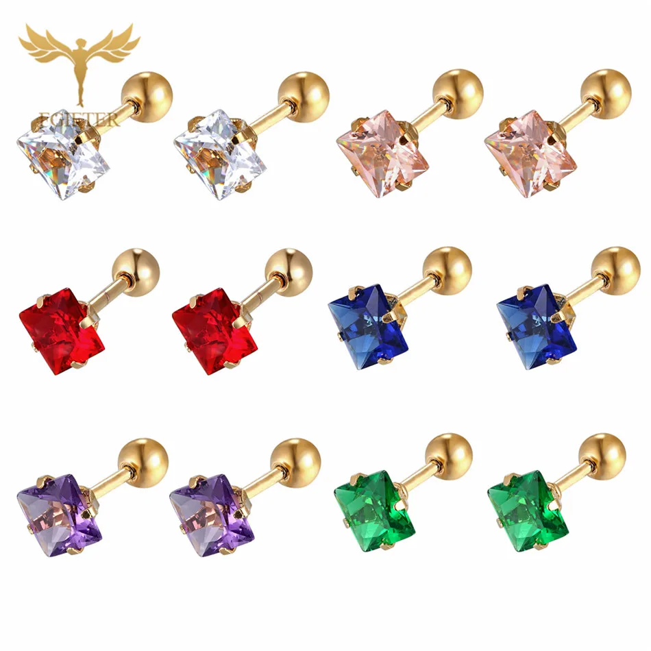 

2019 Trendy Brand Earrings Top Quality Square Crystal Stud Earring For Women Wholesale Fashion Jewelry