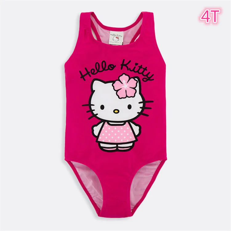 KINE PANDA Kitty/Одежда для купания для маленьких девочек; слитный купальник для маленьких девочек; летняя пляжная одежда с героями мультфильмов - Цвет: 4T