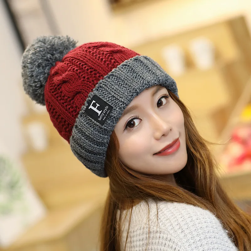 Корейская осенне-зимняя шерстяная шляпа, уличная Меховая и утолщенная теплая шапка с буквенным принтом, женская шапка для защиты ушей