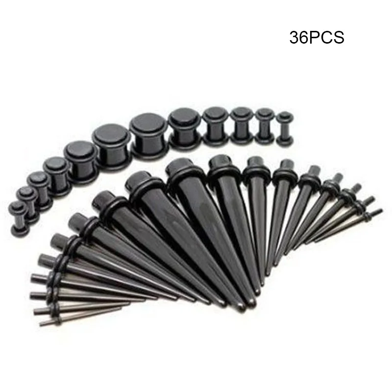 

36 Pcs/ Set Acrylic Ear Plugs Expander Kit Taper Stretcher Gauges Stretching Set --M25