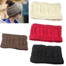 Моды для Женщин, Плетеные Вязаный Шерстяной Hat Cap Зима Теплая Ленты Для Волос Аксессуар H9