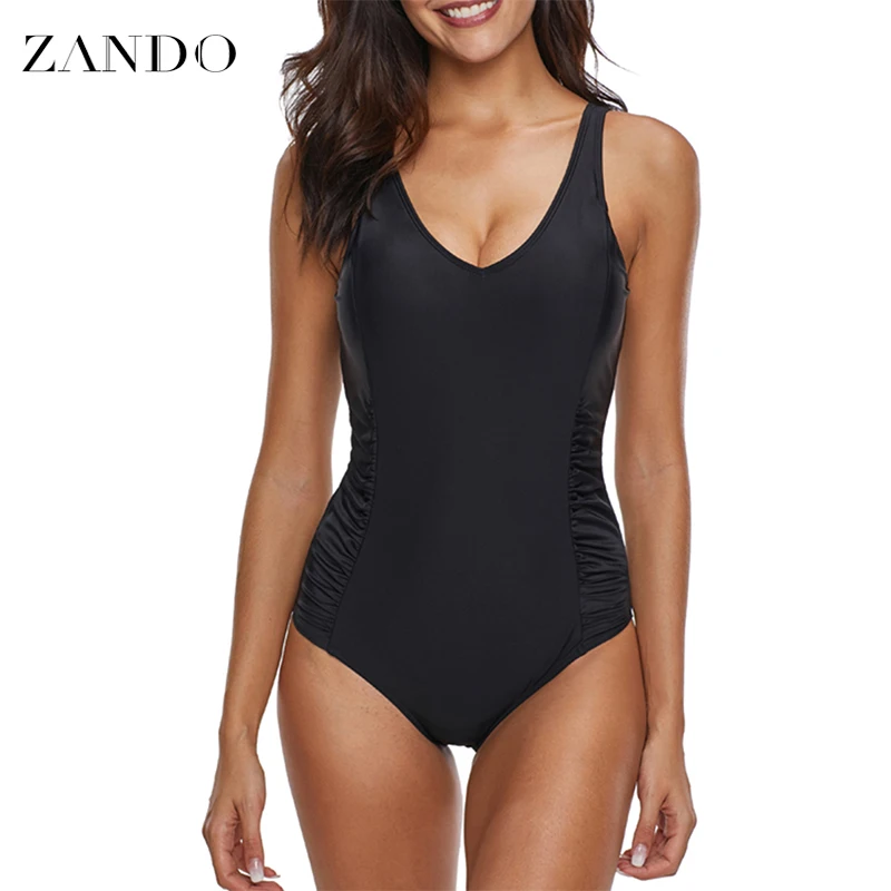 

Zando Sexy One Piece Swimsuit Women 2019 Summer Beachwear Drape Design Swimwear Bathing Suits Bodysuit Monokini Swimsuit