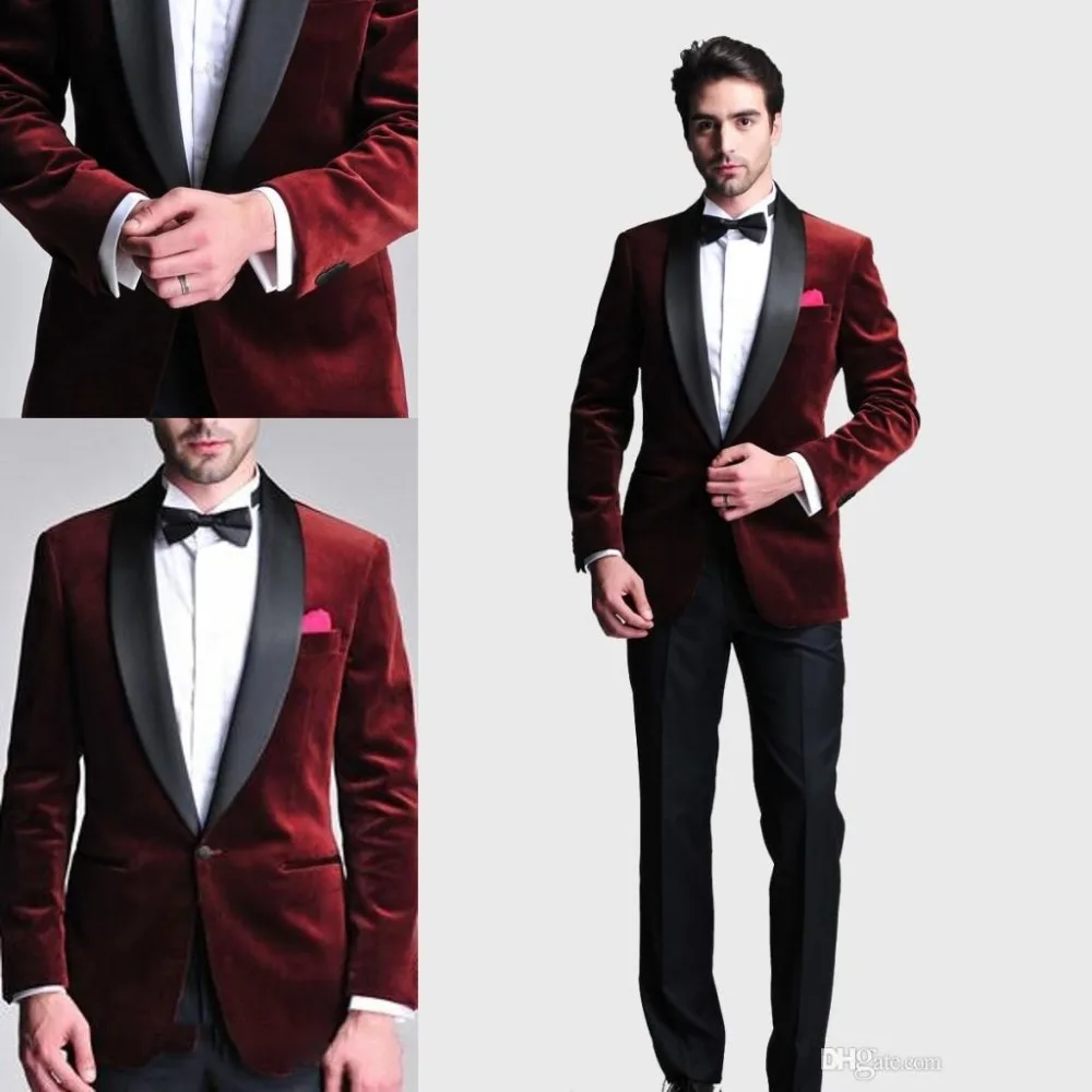 black and red velvet suit