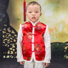 Ano novo Festival de Natal Estilo Chinês Tradicional Tang Inverno Sem Mangas Show de Desempenho Vermelho/Amarelo Lindo Coletes