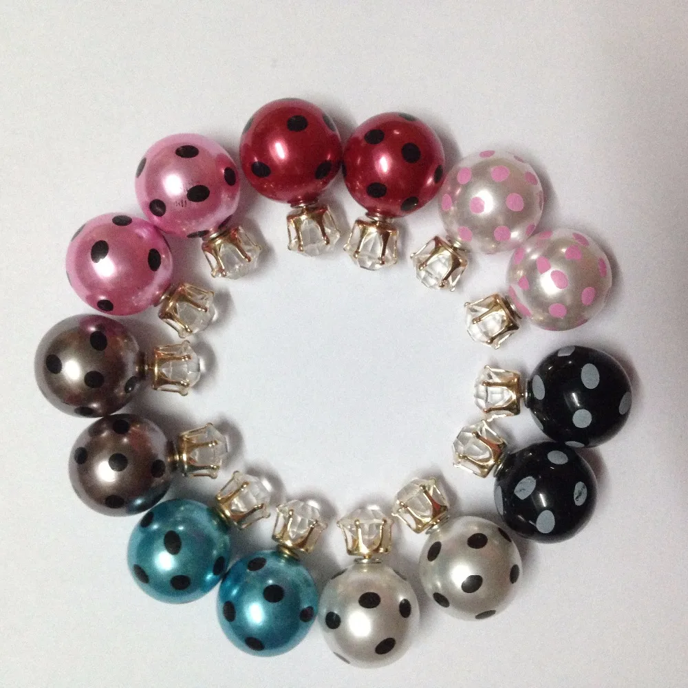 

2019 New Fashion jewelry double side crystal 16MM pearl Frosted matte stud earring gift for women girl mix color