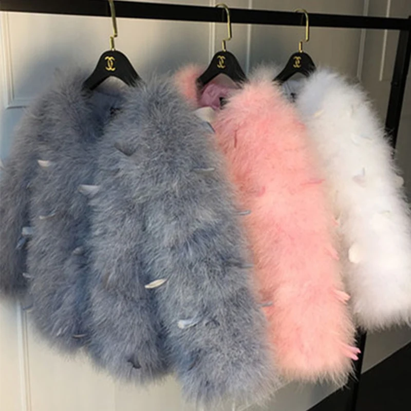 

Ostrich skin coat short paragraph 2018 winter new ladies slim JKP coat MZ28-16