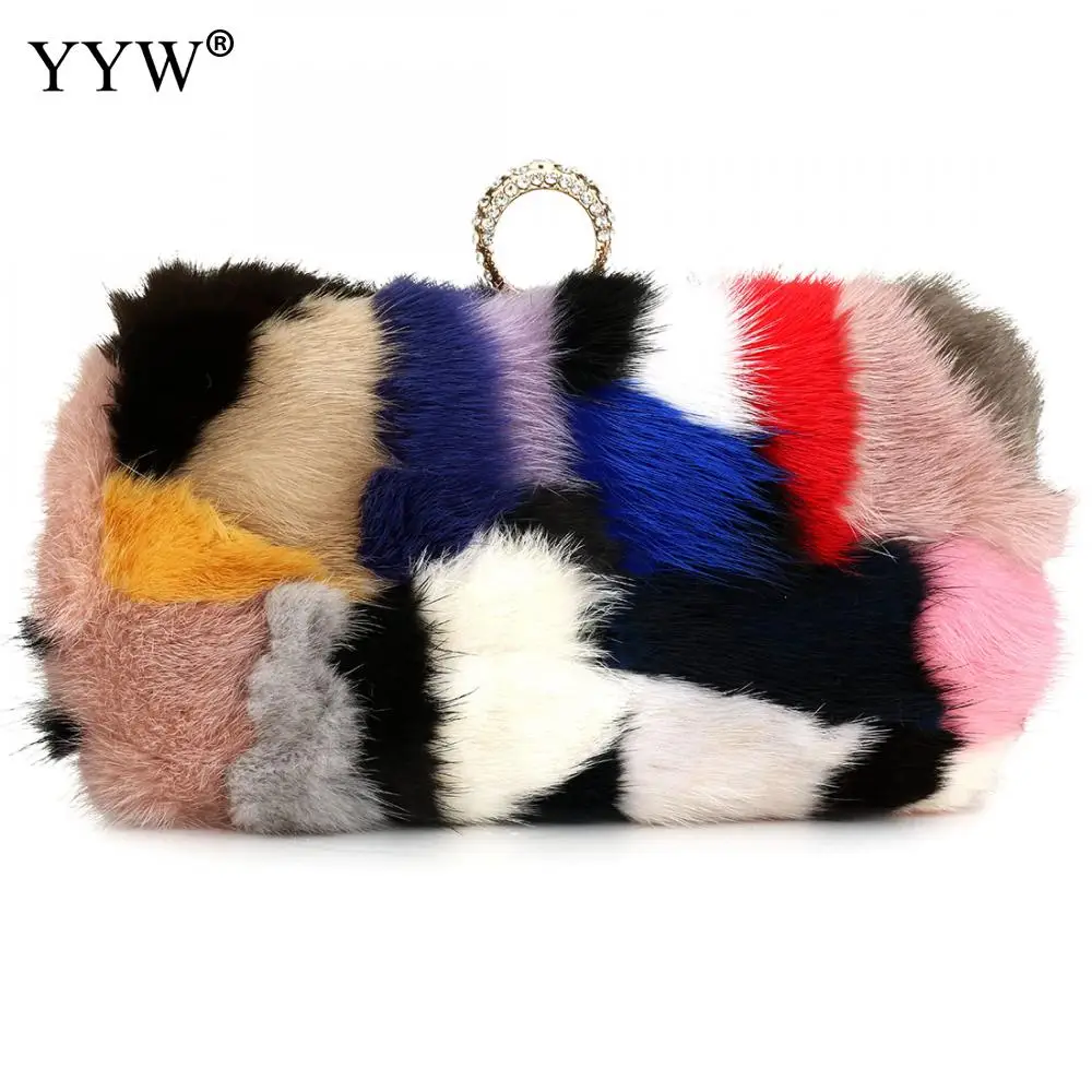 

Fashion Designer Artificial Wool Women Messenger Bag Winter Women Chain Shoulder Bag Luxury Fur Handbag Large Lady Clutch Bag