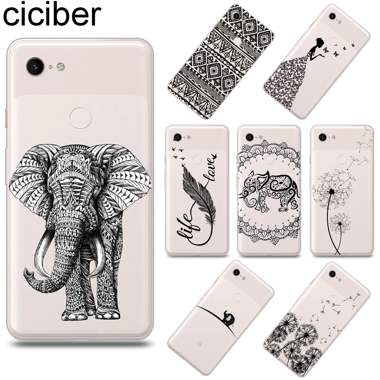 

ciciber Dandelion Elephant Cover Funda for Google Pixel 3 3XL Soft Silicone Phone Case for Google Pixel 2 2XL Capinha Coque Capa