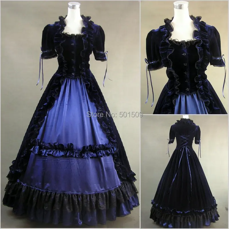 

ruffles gothic ruffles long medieval dress Renaissance Gown queen cosplay Victorian /Marie Belle Ball