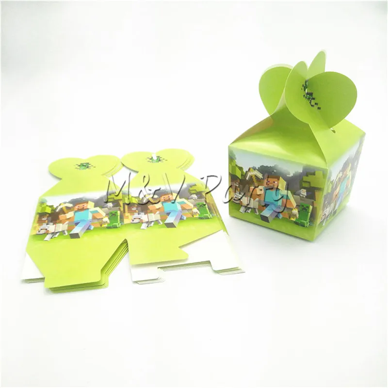 

6pcs/lot Minecraft Disposable Candy Box Birthday Baby Shower Minecraft Theme Party Paper Candy Box Tableware Party Supplies