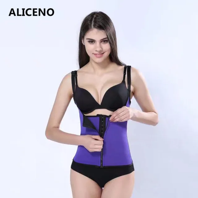 

ALICENO Push Up Women Bustiers Neoprene Zipper Fly and Hooks Strap Corsets Waist Trainer Bodywear Shapers DropSHIP