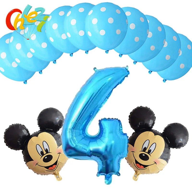 13 шт. для маленьких мальчиков От 4 до 9 лет, синий номер надувные шары Mickey Мышь вечерние Декор день рождения поставки в горошек латексные воздушные шары для душа - Цвет: 2
