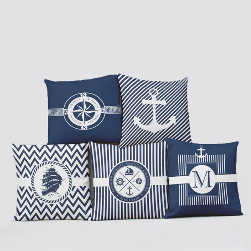 45*45cm Marine Cushions Cover Nautical Style Printed Decorative Home