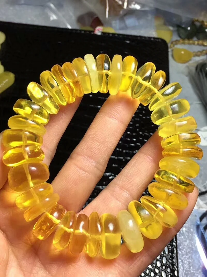 Certificate Natural Yellow Amber Gemstone 20mm Round Marquise Beads Bracelets Healing Stone For Woman Man Gift Certificate AAAA (4)