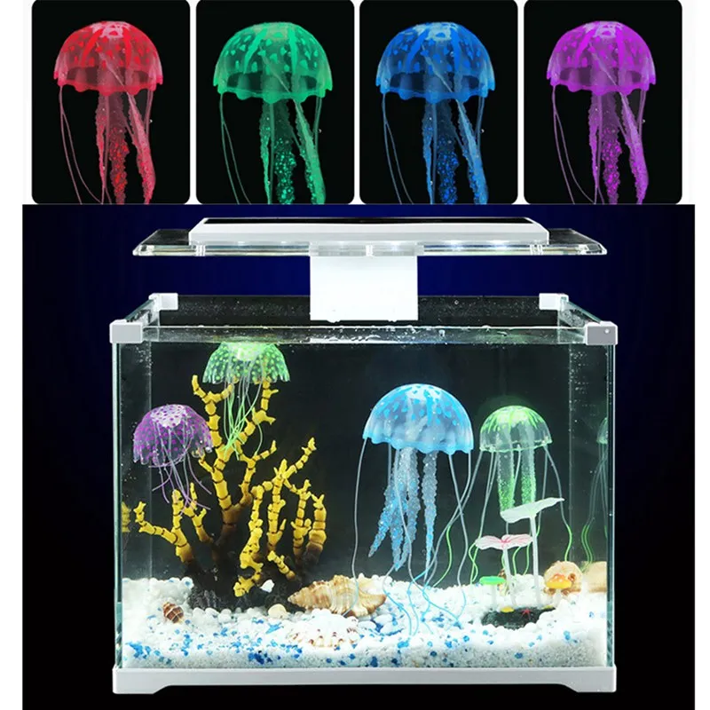 

Fish Tank Decoration Aquarium Landscape Noctilucent Artificial Jellyfish Ornament (Under Actinic Lighting) Floating