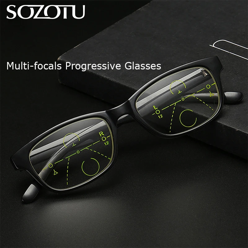 SOZOTU Multi focal Progressive Reading Glasses Men Women Presbyopic
