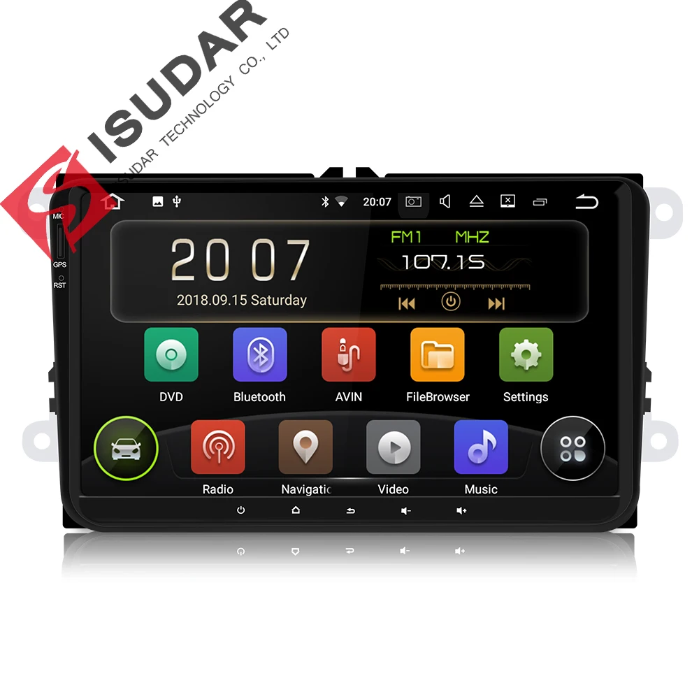 Isudar 1 الدين راديو تلقائي الروبوت 9 لشركة فولكس فاجن/جولف/بولو/باسات/سكودا/فابيا/اوكتافيا /مقعد/ليون سيارة الوسائط المتعددة مشغل فيديو GPS USB DVR