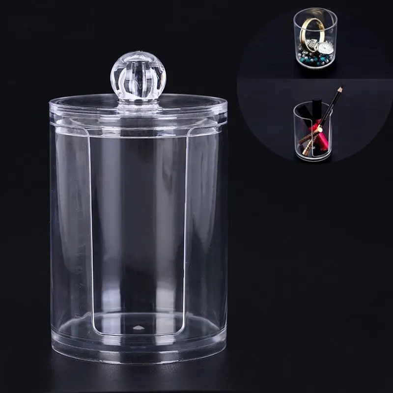 

Two-layer Acrylic Cotton Swab Makeup Organizer Box Portable Round Container Storage Case Cotton & Pad Box