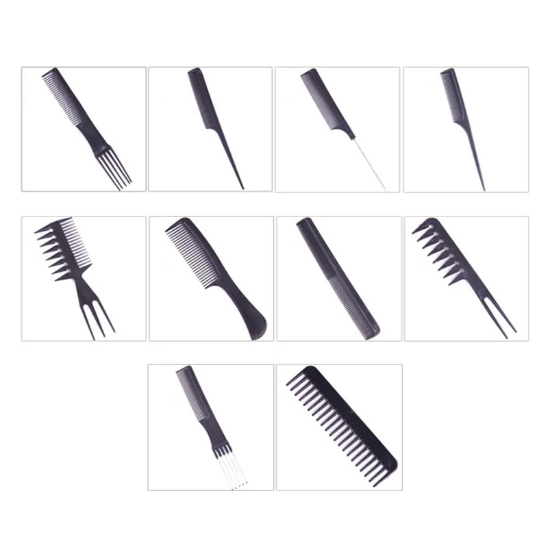 

Professional Hair Brush Comb Salon Barber Anti-static Hair Combs 10pcs/Set Hairbrush Hairdressing Combs Hair Care Styling Tools