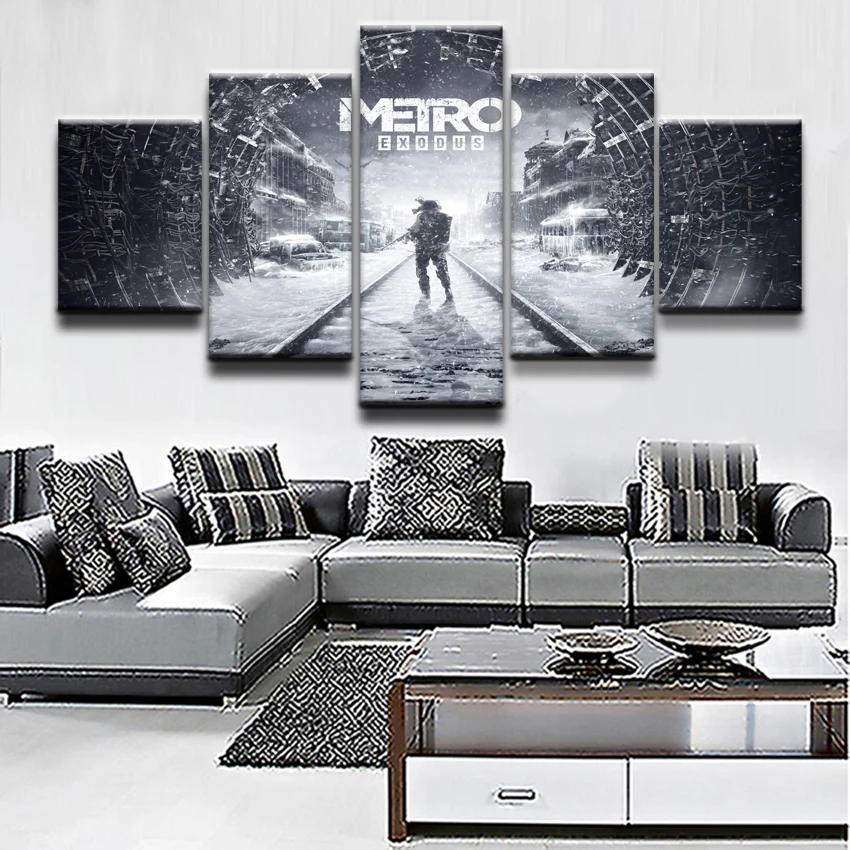 Wall-Art-Game-Poster-5-Pieces-Metro-Exodus-Poster-Printed-Canvas-Painting-Pictures-Modern-Painting-On