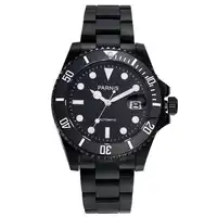 Parnis 40mm Men's Mechanical Automatic Watch Black Stainless Steel Band Men Watches Rotating Bezel Auto Calendar Man Clock 2019