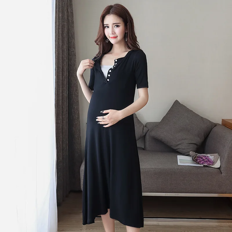 Maternity Clothes 2018 Dress Maternity Breastfeeding Modal Short sleeve