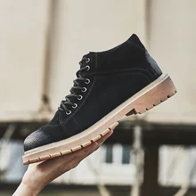 Men Boots Genuine Leather Ankle Boots Breathable Men Leather Boots High Top Shoes Fashion Casual Men Winter Warm Shoes the european men s leather boots martin station vintage trend of korean men s boots high shoes breathable casual shoes