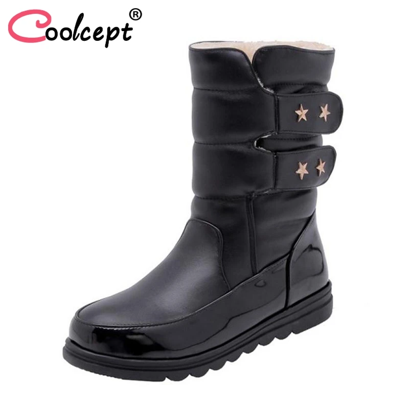 Coolcept Russia Winter Boots Women Warm Mid Calf Bootst Hick Fur Ladyfashion Thigh Snow Boots