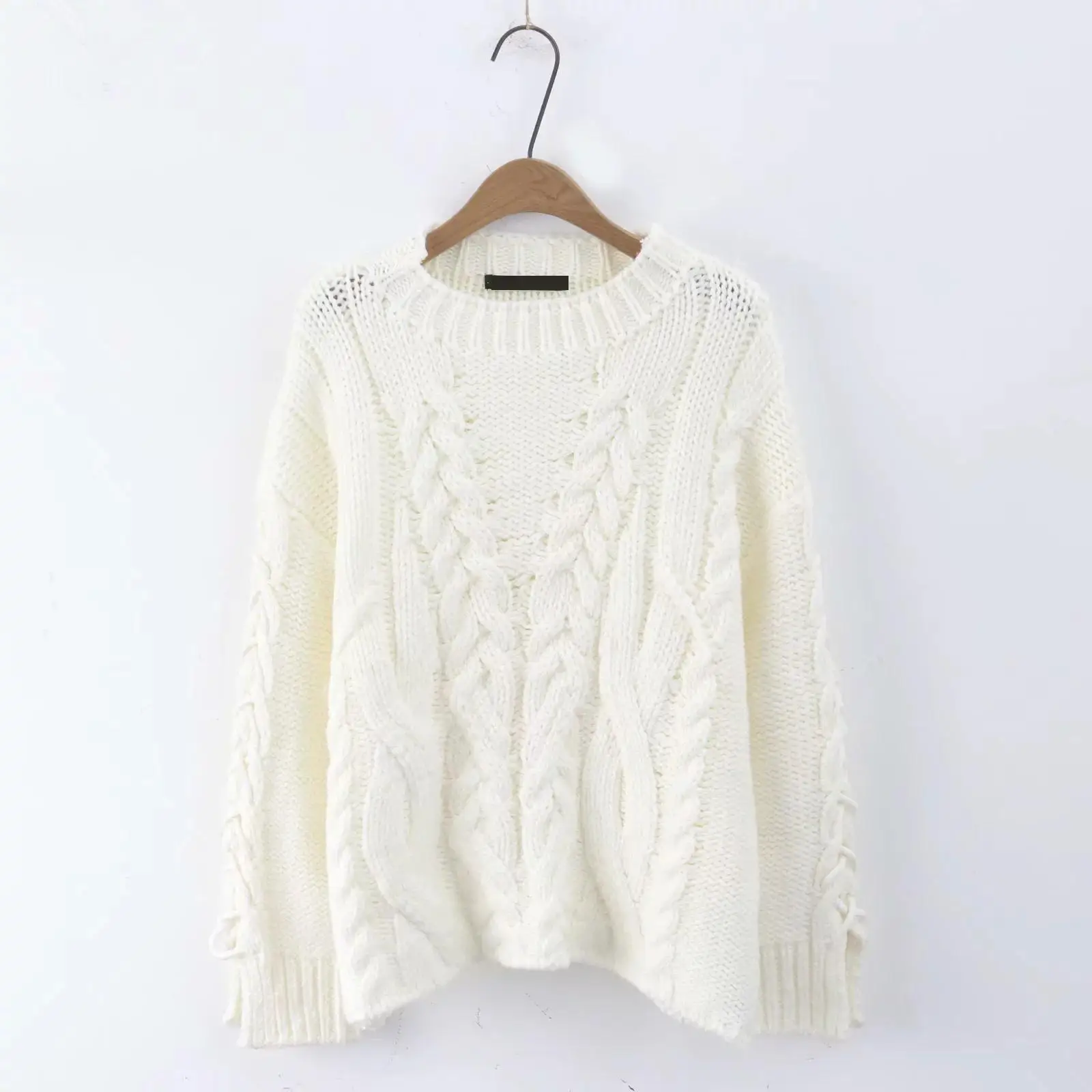 

2019 New Arrival American Style Women Sweaters And Pullovers Chic Sleeve Strap Lace-up Knitted Pullover Free Shipping
