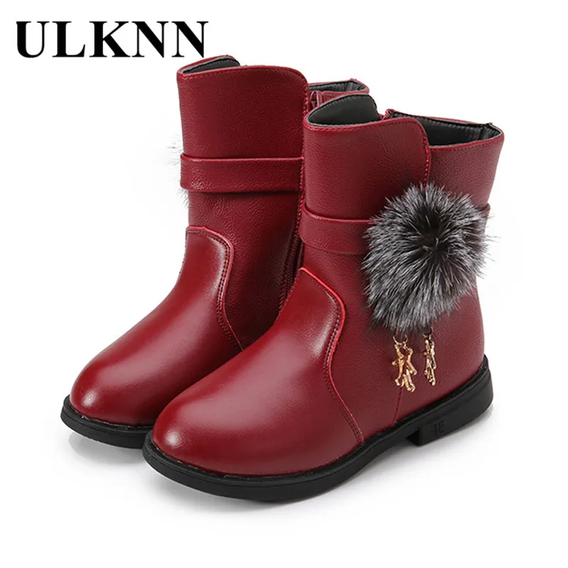 ULKNN Girls Winter Boots For Kids Children Boots Snow Ankle Plush Warm ...