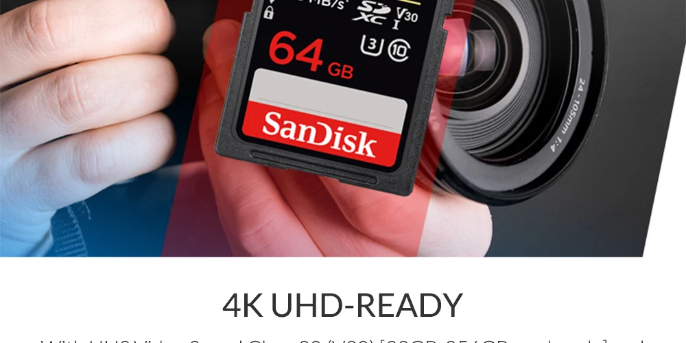 Карта памяти SanDisk Extreme Pro SDXC SD карты 128 GB 170 МБ/с. читать 90 МБ/с. записи C10 U3 V30 UHS-I 4 K для Камера (SDSDXXY-128G-ZN4IN)