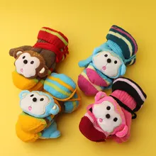 Детские перчатки с милыми животными теплые митенки варежки для мальчиков и девочек, комплект перчатка для младенца, осенне-зимние детские аксессуары
