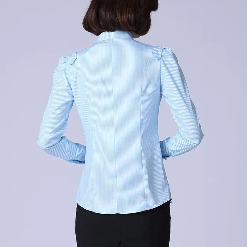 Las mujeres blusas 2019 nueva moda Primavera Oficina dama manga larga cuello camisas formales de gasa básica Tops Ropa de Mujer