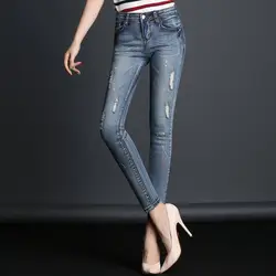 Mam 2018 новые джинсы для женщин стрейч Черные Серые джинсы женские хлопковые джинсовые брюки узкие брюки-карандаш с высокой талией