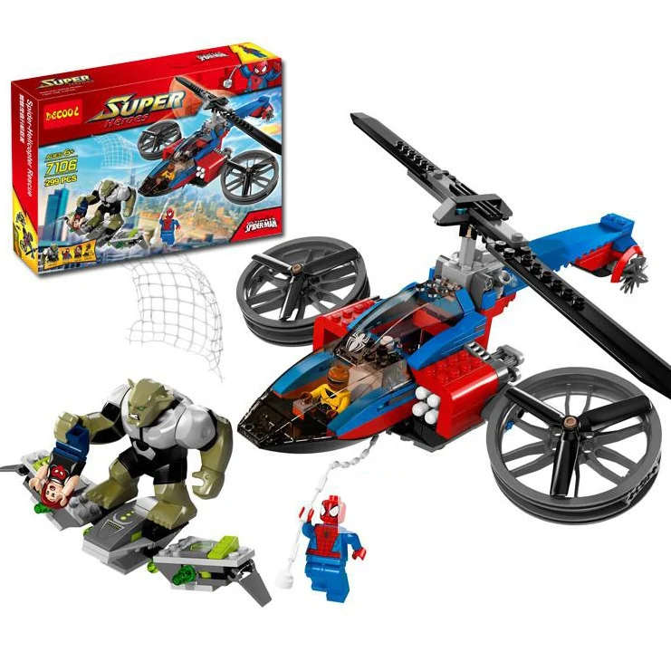 

Big Green Goblin Spiderman with Helicopter Rescue Super Heroes Building Blocks Marvel Superheroes Avengers 8star