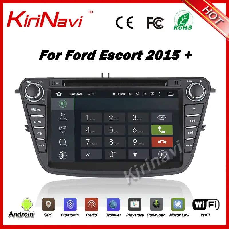 Cheap Kirinavi Android 7.1 multimedia gps for ford ecosport 2015+ HD 1024*600  touch screen navigation system wifi 3g bluetooth 5
