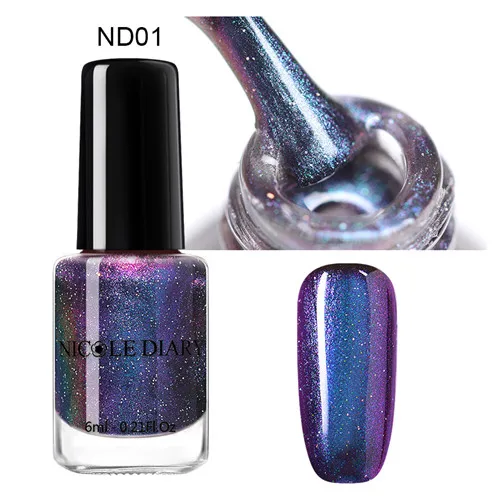 NICOLE DIARY 6ml Peel Off Thermal Nail Polish Glitter Chameleon Color Changing Water-based Manicure Nail Art Varnish - Цвет: S6-ND01