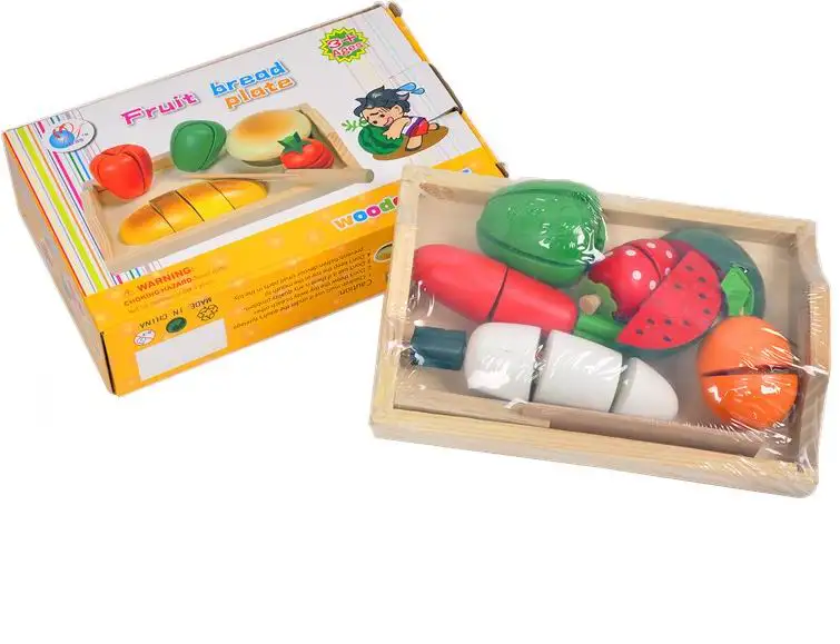 Children wooden kitchen food toys/Fruit bread Vegetable Cutting for
